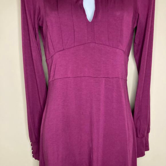 Free People Purple Keyhole Front Open Back Tie Shift Dress Long Sleeve  Size 4 - Picture 6 of 16